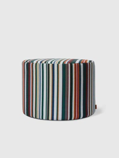 Missoni Shangai Cylindrical Outdoor Pouffe 40x30 Cm With Zigzag Pattern In Green
