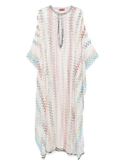 Missoni Sequined Striped Embroidered Open-knit Coverup In Neutral