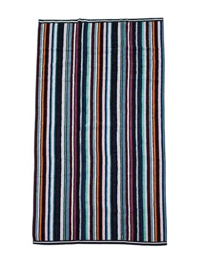 Pre-owned Missonihome Chandler Metallic Striped Beach Towel W/ Tags In Blue