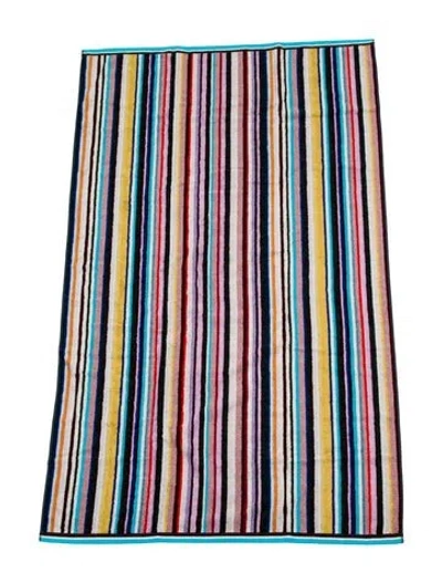Pre-owned Missonihome Chandler Metallic Striped Beach Towel W/ Tags In Pink