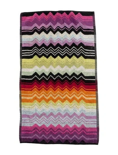 Pre-owned Missonihome 'giacomo' Velour Terry Cloth Hand Towel In Purple