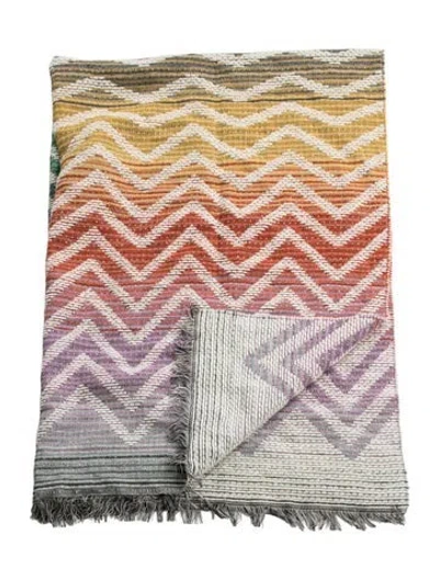 Pre-owned Missonihome Jacquard Throw Blanket In Neutral