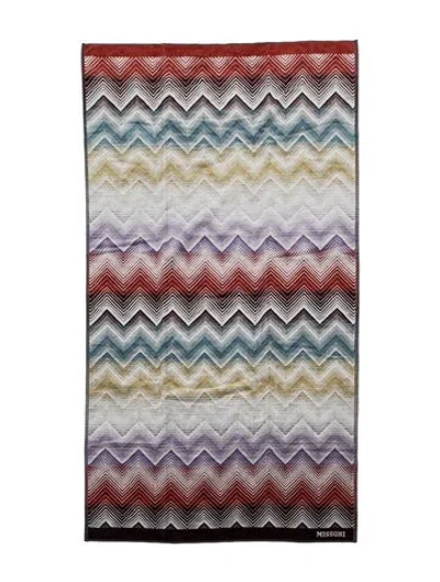 Pre-owned Missonihome Marea Zig Zig Bath Towel In Red