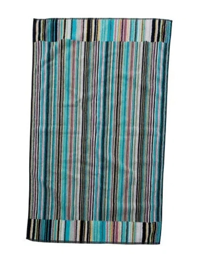 Pre-owned Missonihome Striped Bath Towel In Blue