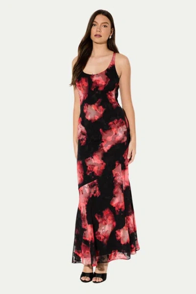Misspap Burnout Scoop Neck Bias Maxi Dress In Black