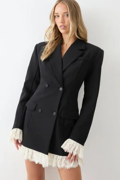 Misspap Lace Hem Tailored Blazer Dress In Black