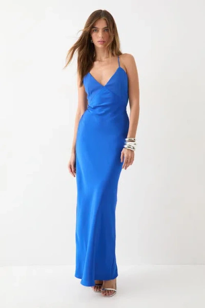 Misspap Premium Bust Panel Maxi Bridesmaid Dress In Blue