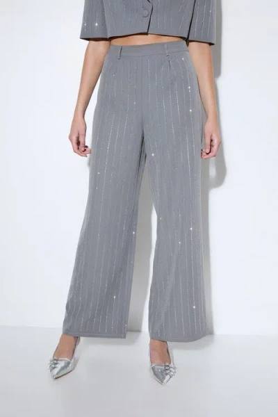 Misspap Premium Embellished Straight Leg Pants In Animal Print