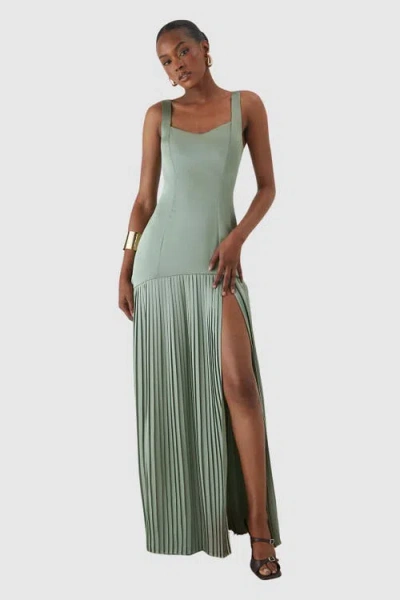 Misspap Premium Pleated Skirt Bridesmaid Dress In Green