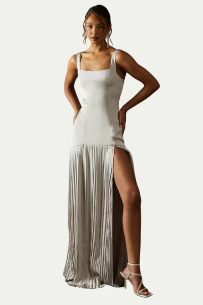 Misspap Premium Pleated Skirt Bridesmaid Dress In White