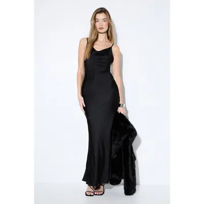 Misspap Premium Satin Bow Bridesmaid Dress In Black