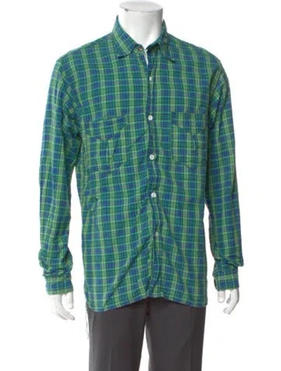 Pre-owned Mister Freedom Plaid Print Long Sleeve Shirt In Green