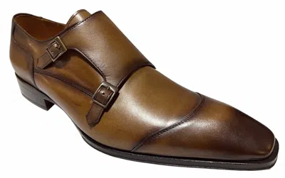 Pre-owned Mister Men's Double Monk Strap Brown Leather Dress Shoes Handmade In Spain 36286