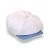 Mister Miller - Master Hatter Men's Albert's Sails Bakerboy Hat In White Washed Linen With Blue Contrast Peak In White