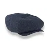 Mister Miller - Master Hatter Men's Finch's Seas Oversized Bakerboy Cap In Textured Blue Linen In Blue