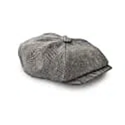 Mister Miller - Master Hatter Men's Grey / White Rileys Shade Baker Boy Hat In Herringbone Irish Linen