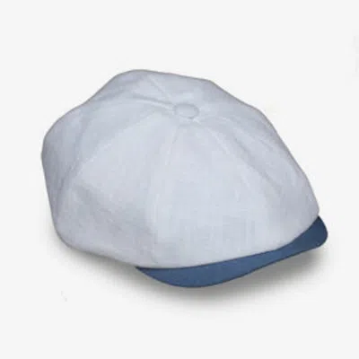 Mister Miller - Master Hatter Men's White Jack's Sails Newsboy Cap In Tri-colour Linen