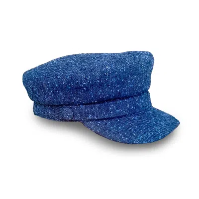 Mister Miller - Master Hatter Women's Blue Skippers Seas, Sailor Hat In Navy Flecked Linen