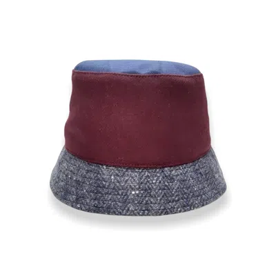 Mister Miller - Master Hatter Women's Dylans Hangover Bucket Hat In Merino Lambswool In Blue/gray/red