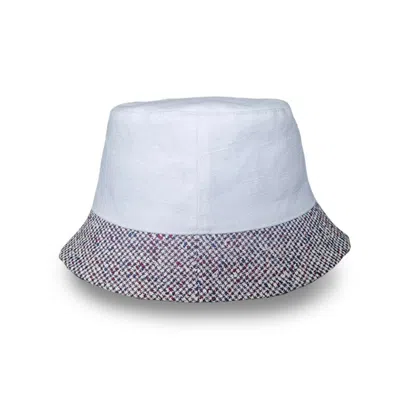 Mister Miller - Master Hatter Women's Dylans Sundae Bucket Hat In White Washed Linen & Italian Linen Brim.
