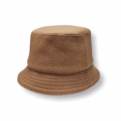 Mister Miller - Master Hatter Women's Neutrals Dylans Blonde Bucket Hat In Camel Melton Wool With Black Cashmere Under-brim In Beige/black