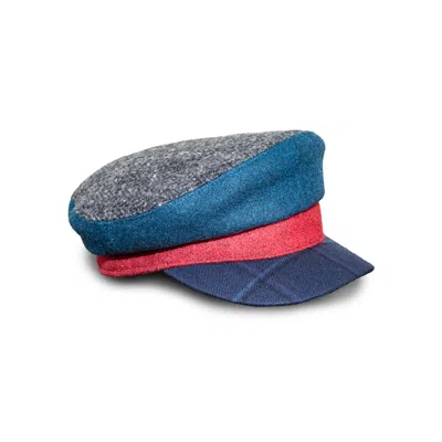 Mister Miller - Master Hatter Women's Skippers Lookout Sailor Hat In Merino Lambswool In Blue/gray/red