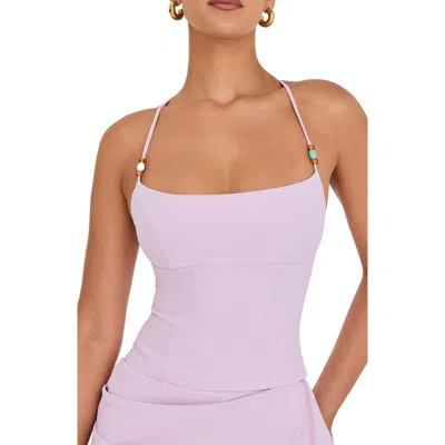 Mistress Rocks Beaded Crop Camisole In Orchid