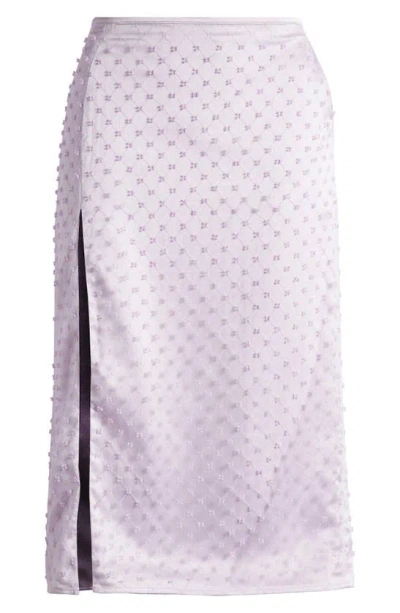Mistress Rocks Beaded Mesh Midi Skirt In Foggy Lavender