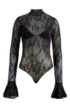 Shop Mistress Rocks Bracelet Mesh Lace Bodysuit In Black