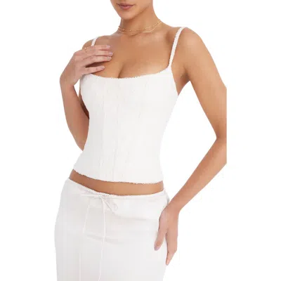 Mistress Rocks Broderie Corset Top In Oat