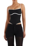 Mistress Rocks Contrast Trim Corset Top In Black