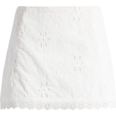 Mistress Rocks Cotton Broderie Miniskirt In White Floral