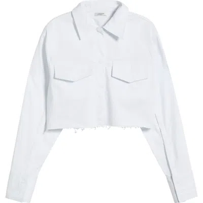 Mistress Rocks Crop Button-up Shirt In White