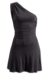 Mistress Rocks Crystal Embellished One-shoulder Minidress In Black