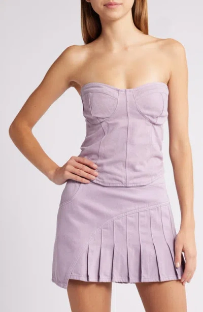 Mistress Rocks Denim Corset Top In Foggy Lavender