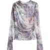 Mistress Rocks Draped Printed Top In Draped Printed