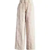 Mistress Rocks Dusty Frayed Wide Leg Jeans In Cream