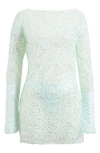 Mistress Rocks Embellished Long Sleeve Minidress In Ice