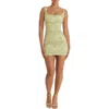 Mistress Rocks Embroidered Sheath Minidress In Green