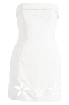 Mistress Rocks Embroidered Strapless Cocktail Minidress In Cloud