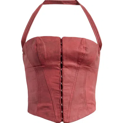 Mistress Rocks Faux Leather Corset Top In Cherry