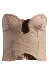 Mistress Rocks Faux Leather Corset Top In Mocha