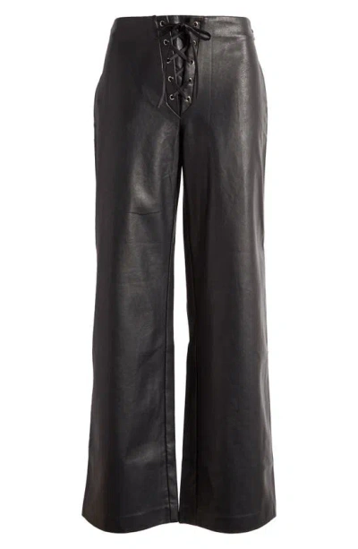 Mistress Rocks Faux Leather Flare Pants In Black