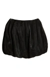 Mistress Rocks Faux Leather Puff Ball Miniskirt In Black