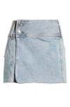 Shop Mistress Rocks Faux Wrap Denim Miniskirt