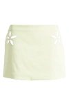Mistress Rocks Floral Cutout Miniskirt In Matcha