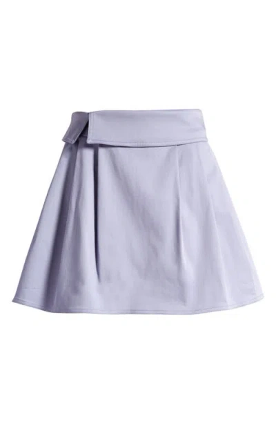 Mistress Rocks Foldover Detail Stretch Cotton Twill Miniskirt In Haether