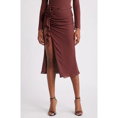Mistress Rocks Lace Trim Stretch Satin Miniskirt In Sangria