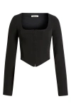Mistress Rocks Long Sleeve Corset Top In Black