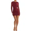 Mistress Rocks Long Sleeve Mesh Minidress In Wine